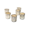 thumbnail image 1 of Serene Spaces Living Set of 6 Silver Ribbed Votive Candle Holders, Glass Finish, 1 of 5