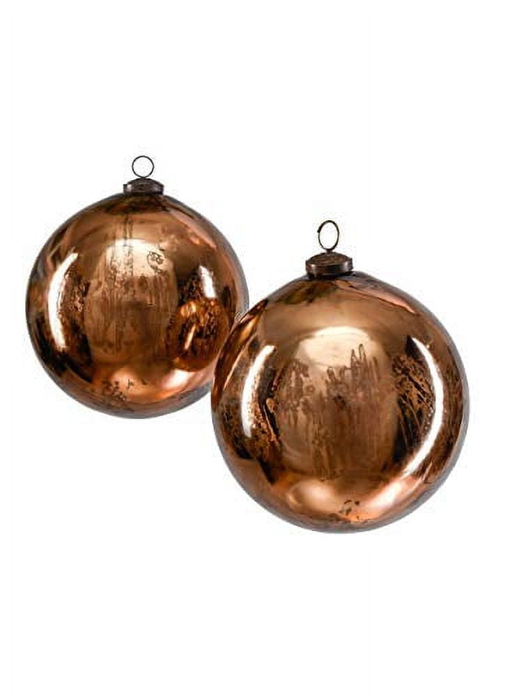 Set of 2 Antique Bronze Mercury Glass Hanging Ornaments