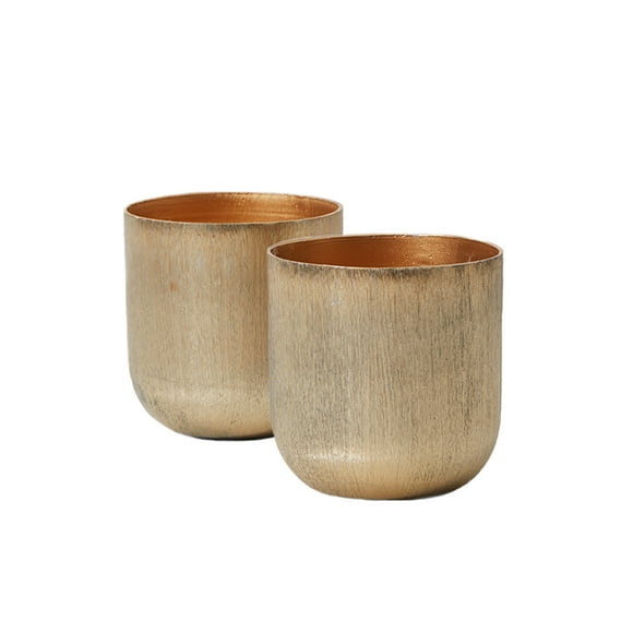 Serene Spaces Living Set of 2 Brushed-Gold Vases