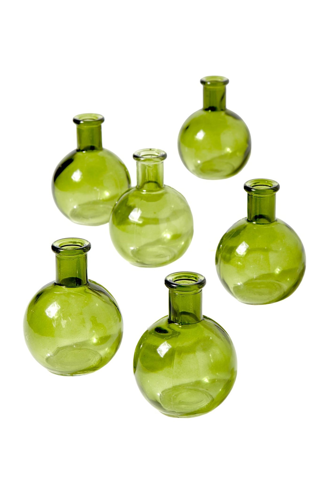 Serene Spaces Living Set of 6 Small Green Ball Bud Vases, Measures 4" Tall - image 1 of 4