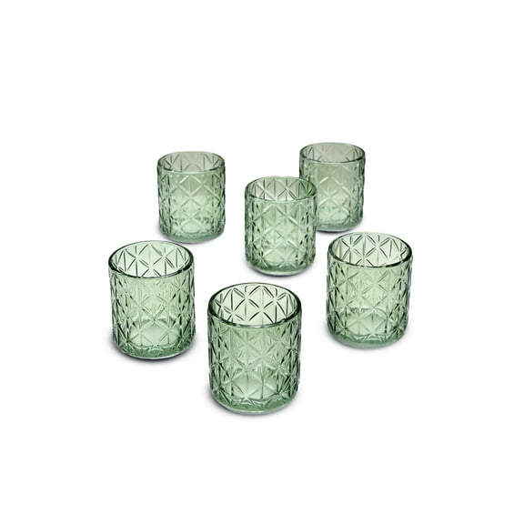 Serene Spaces Living Set of 6 Small Green Tealight Holder, 2.75"D & 3.25"T