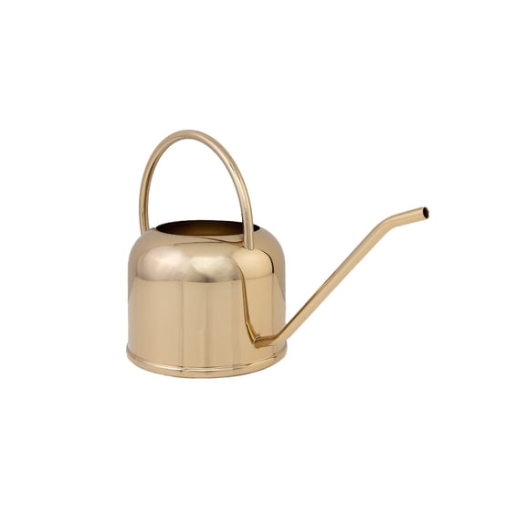 Serene Spaces Living Shiny Gold Metal Watering Can, 14.75" L X 4" W X 9" H