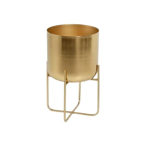 Serene Spaces Living Short Round Gold Planter with Detachable Metal Stand, Single