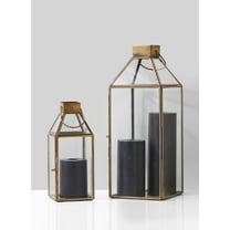 Serene Spaces Living Small Size Square Gold Lantern, Measures 10 inches Tall, Sold Individually