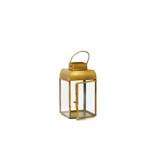 Serene Spaces Living Small Square Gold Lantern Candle Holder