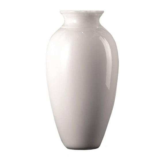 Serene Spaces Living Small White Ceramic Vase, Measures 8" Tall & 4" Dia.