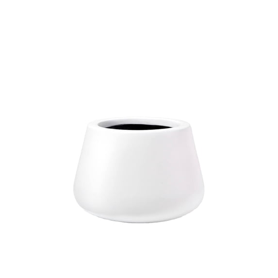 Serene Spaces Living Small White Fiberstone Pot, 8" Diameter & 5.75" Tall