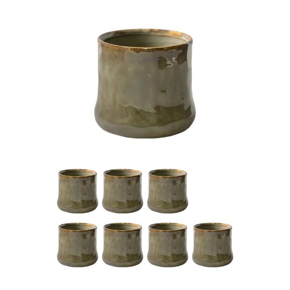 Serene Spaces Living Verde Ceramic Cachepot, 5" D & 4.5" T, Pack of 8
