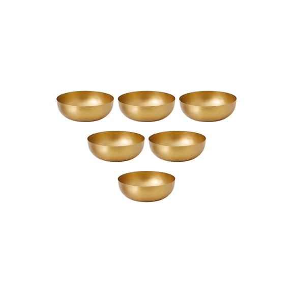 Serene Spaces Living Vintage Gold Decorative Iron Bowl, 12" Diameter & 4" Tall, Pack of 6