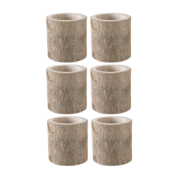Serene Spaces Living Wood Bark Vase with Glass Insert, 5.5"x4.5", Pack of 6