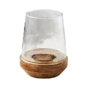 Serene Spaces Living Wood Base Hurricane Vase, Farmhouse
