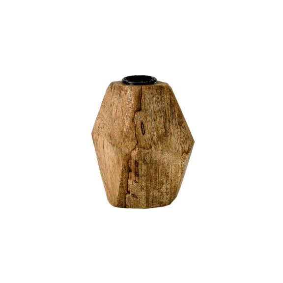 Serene Spaces Living Wooden Candleholder, Measures 6" H X 4.5" W X 4.5" Dia