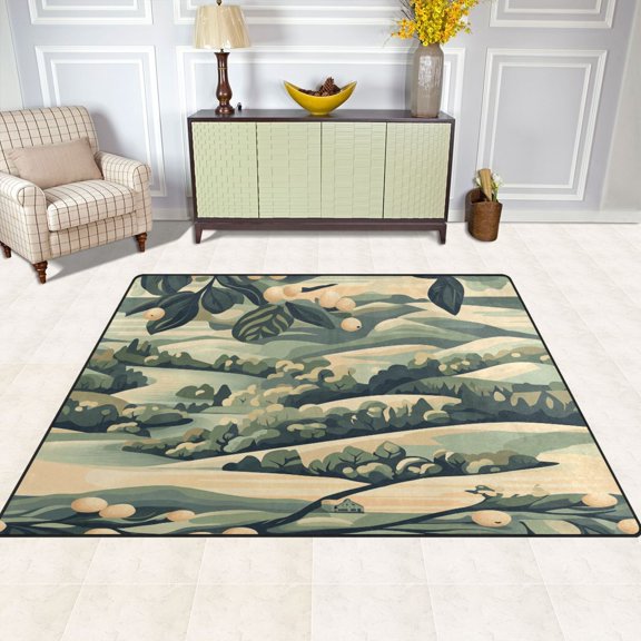 Serene Spring Landscape 63''x48'' Plush Memory Foam Bath Mat, Soft, Absorbent, Non Slip, Durable