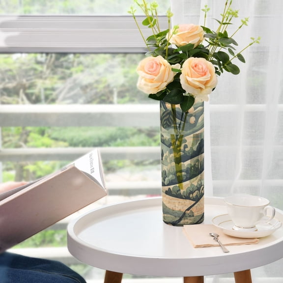 Serene Spring Landscape Plastic Vase 11.8'' x 3.9'' Transparent Non Breakable Decorative for Family