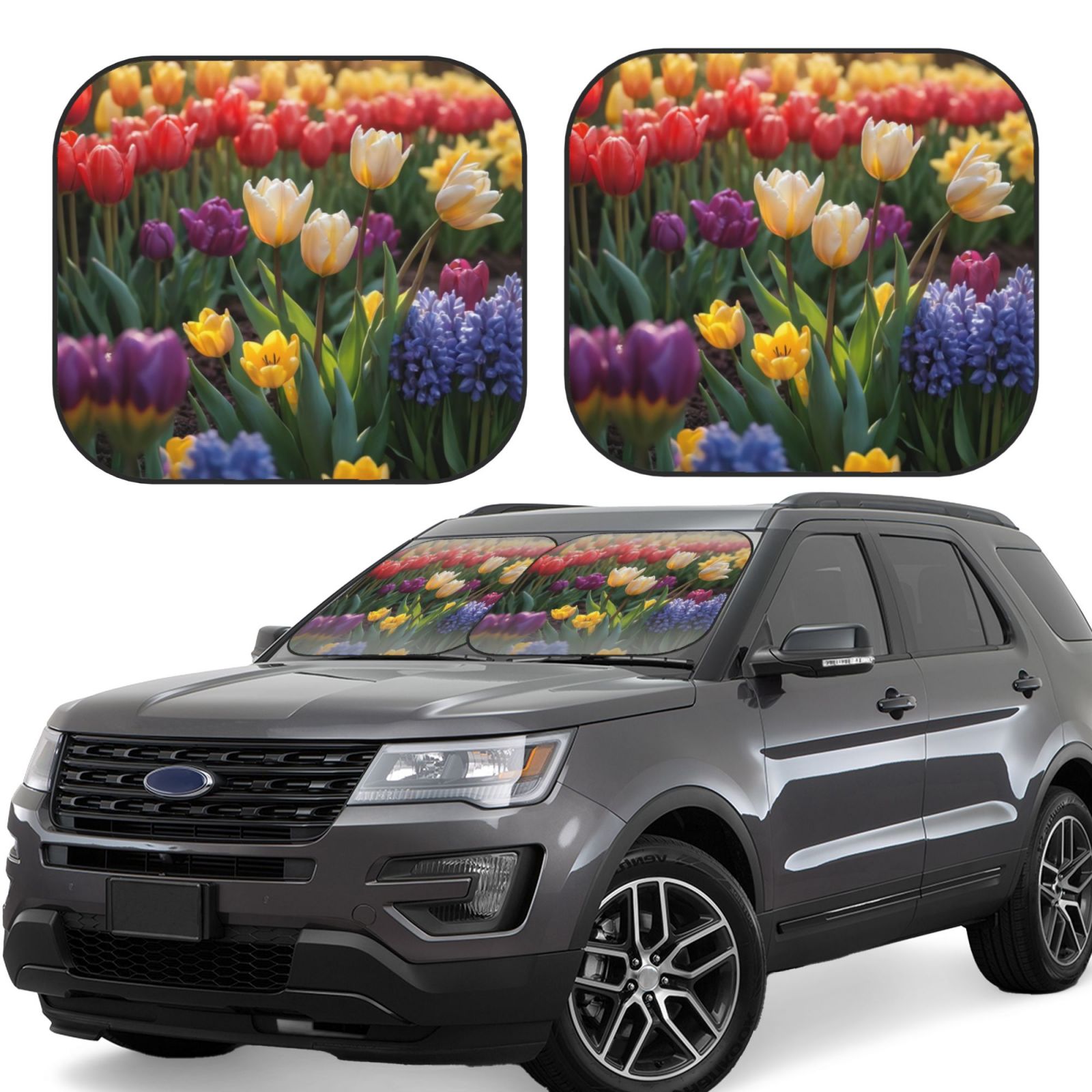 Serene Spring Tapestry of Flowers Windshield sunshade, car front window sunshade, sunshade