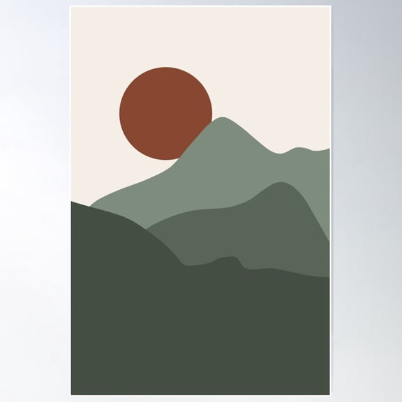 Serene Sunset Over Rolling Hills Poster Wall Art, Modern Wall Decor For Living Room Bedroom, 12x18 UNFRAMED