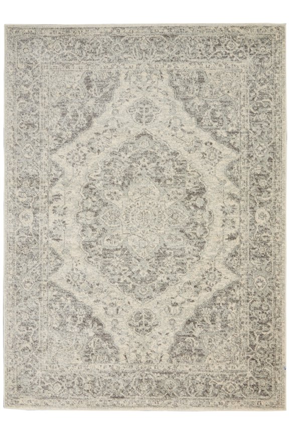 Serene Traditional Persian Ivory/Grey 5'3" x 7'3" Area Rug, (5' x 7')