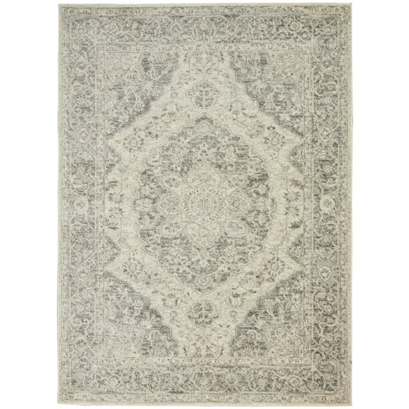 Serene Traditional Persian Ivory/Grey 5'3" x 7'3" Area Rug, (5' x 7')