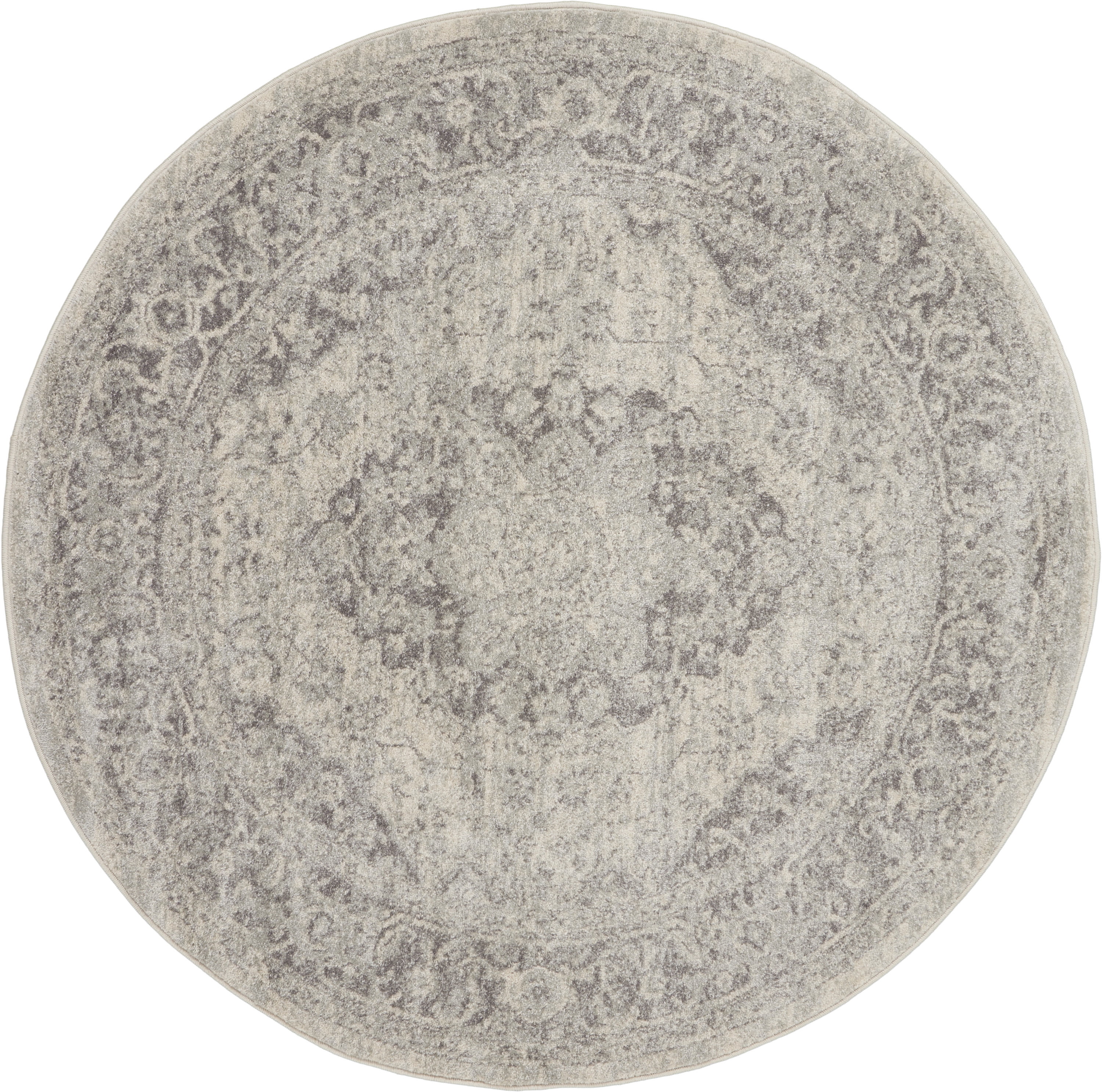 Serene Traditional Persian Ivory/Grey 5'3" x ROUND Area Rug, (5' Round)