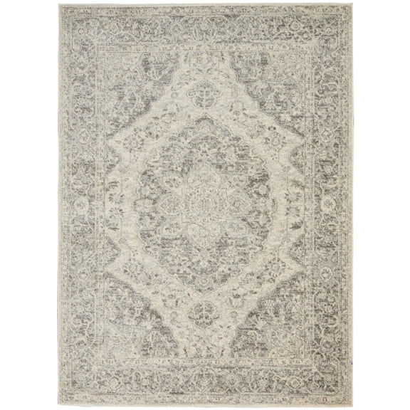 Serene Traditional Persian Ivory/Grey 6' x 9' Area Rug, (6' x 9')