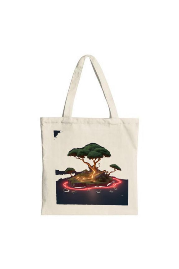 Serene Tree Island Tote Bag - Canopy Glowing Light Red Water Trails - Perfect for Shopping Travel & Parties