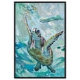 thumbnail image 1 of Serene Turtle Colorful Coastal Wall Art Canvas Wall Art by Art Remedy, Black Floater Frame, 37" x 55", 1 of 6