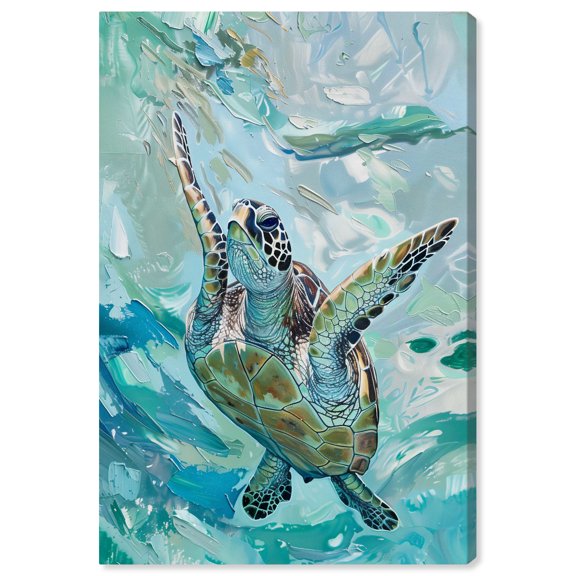 Serene Turtle Colorful Coastal Wall Art Canvas Wall Art by Art Remedy, Gallery Wrapped, 20" x 30"