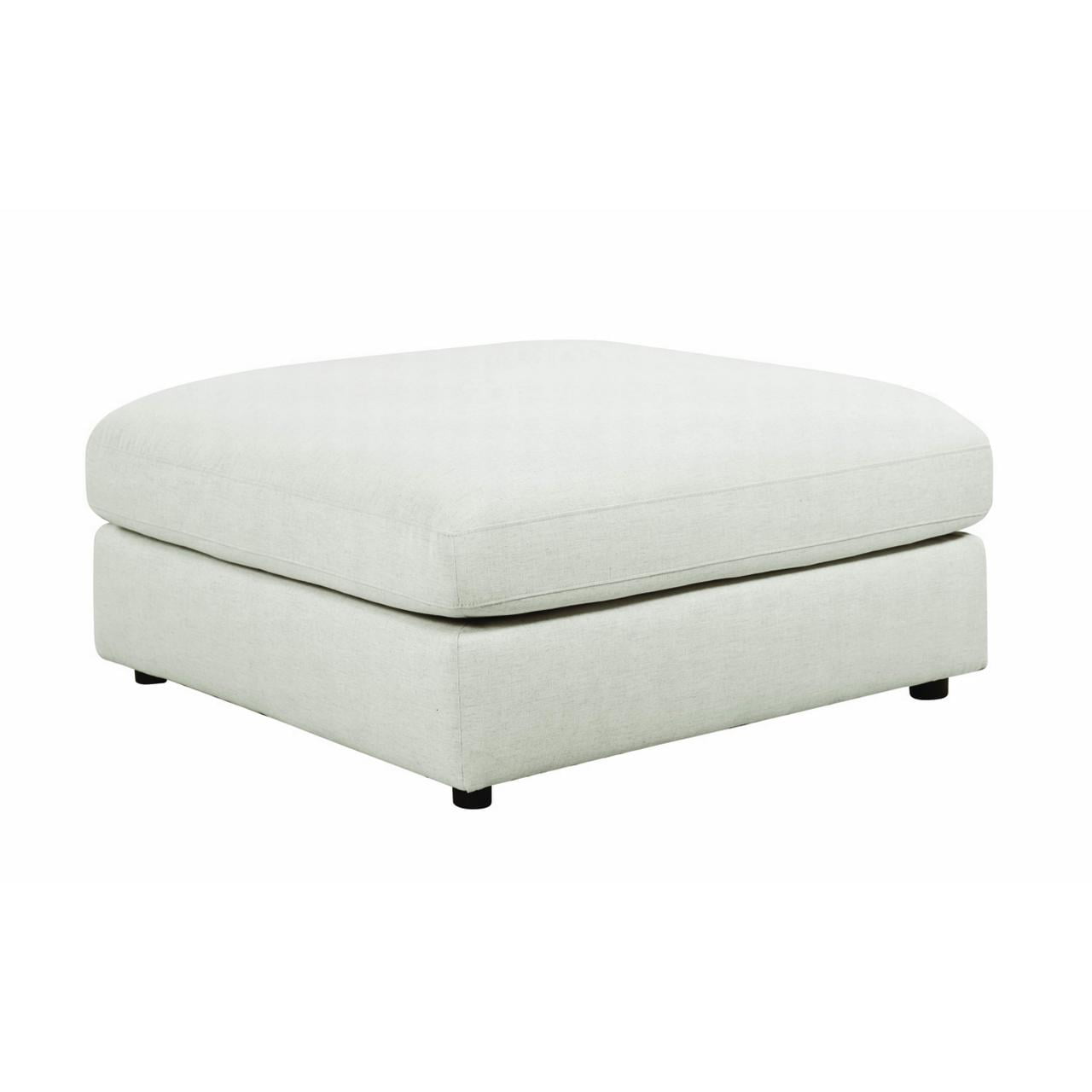 Serene Beige 41" Square Upholstered Transitional Ottoman