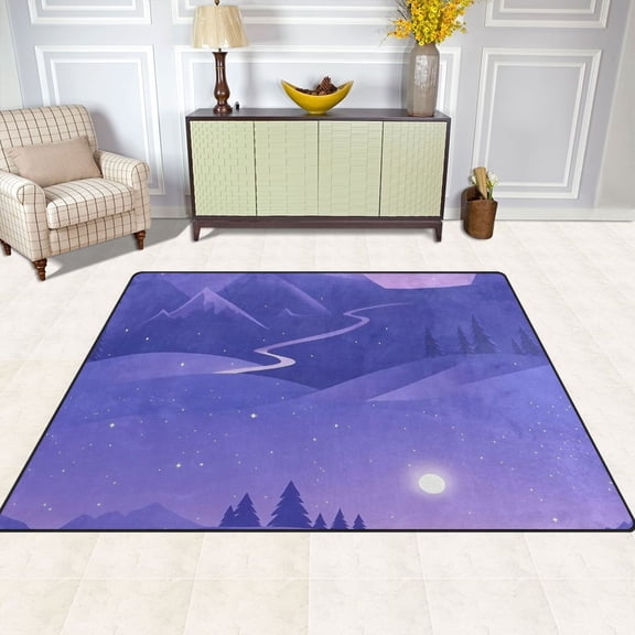 Serene Winter Landscape 63''x48'' Plush Memory Foam Bath Mat, Soft, Absorbent, Non Slip, Durable
