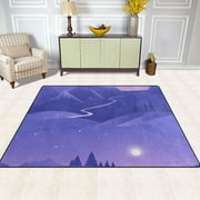 Serene Winter Landscape 63x48 Plush Memory Foam Bath Mat, Soft, Absorbent, Non Slip, Durable