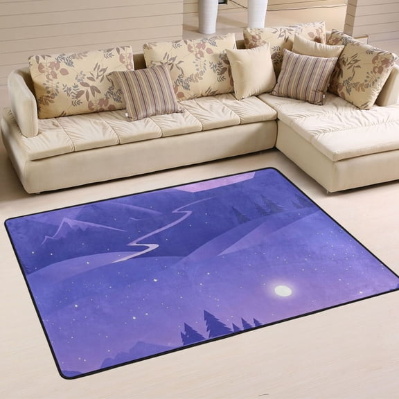 Serene Winter Landscape Soft Polyester Area Rug 36''x24'', Non Slip, Memory Foam, Water Absorbent