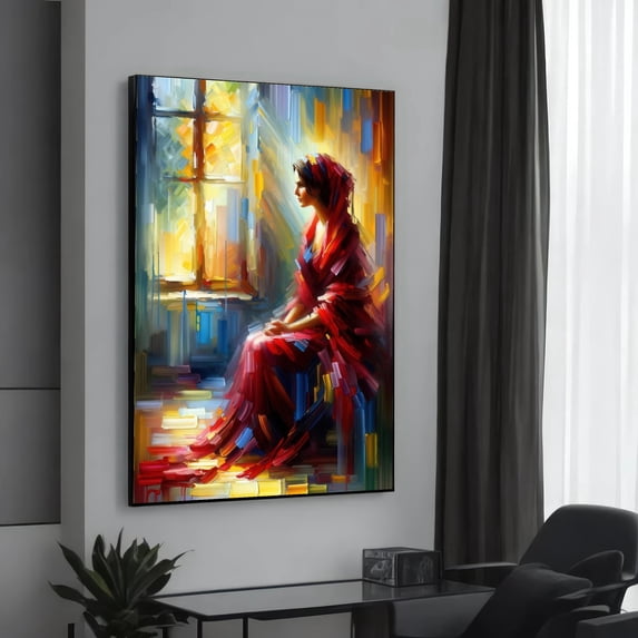 Serene Woman Portrait Art Abstract Lady By Window Design Decoration ...