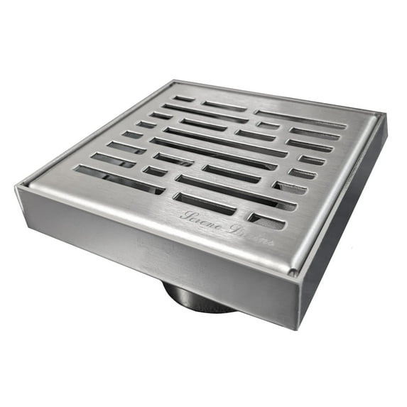 SereneDrains 304 Stainless Steel 4 Inch Brushed Nickel Square Shower Drain Kit for Tile Floor Drain Grate Cover Hair Catcher Trap Strainer Filter