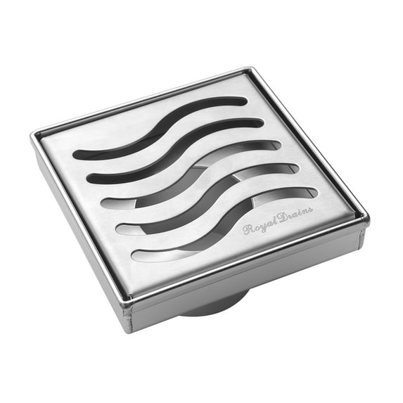 SereneDrains 304 Stainless Steel 4 Inch Brushed Nickel Square Shower Drain Kit for Tile Floor Drain Grate Cover Hair Catcher Trap Strainer Filter