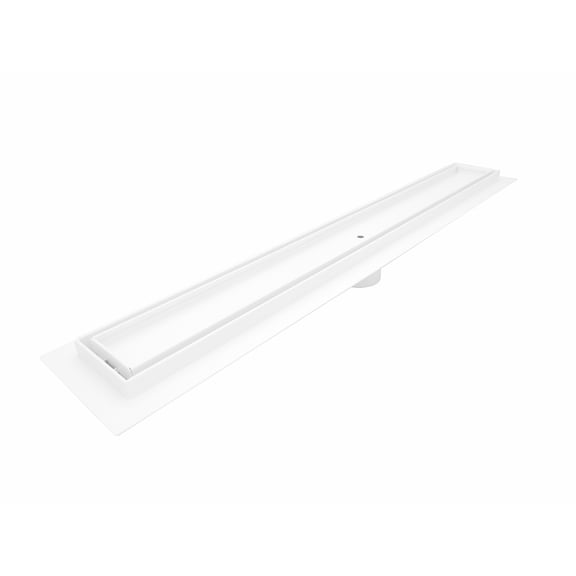 SereneDrains 304 Stainless Steel 48 Inch Matte White Tile in Shower Drain Kit Linear Shower Drains for Tile Floor Long Hair Catcher Strainer Grate Cover Bathroom