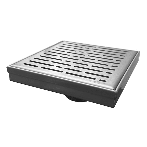 SereneDrains 304 Stainless Steel 6 Inch Brushed Nickel Square Shower Drain Kit for Tile Floor Drain Grate Cover Hair Catcher Trap Strainer Filter