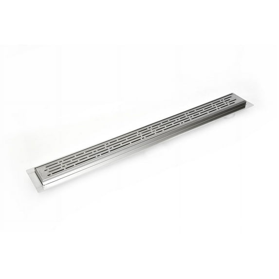 SereneDrains 304 Stainless Steel 60 Inch Side Outlet Linear Offset Shower Drain Brushed Nickel Long Shower Drain Kit Hair Catcher Strainer Grate Cover Bathroom Floor