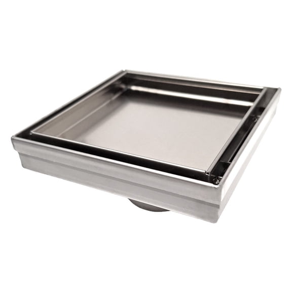 SereneDrains 304 Stainless Steel Tile in Square Brushed Nickel Shower Drain Kit Hair Catcher Strainer Grate Cover Bathroom Floor Insert