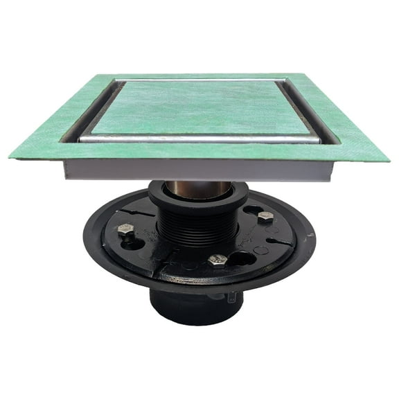 SereneDrains Kit Square Shower Drain with Base 304 Stainless Steel Invisible 6 Inch Finishless Drain