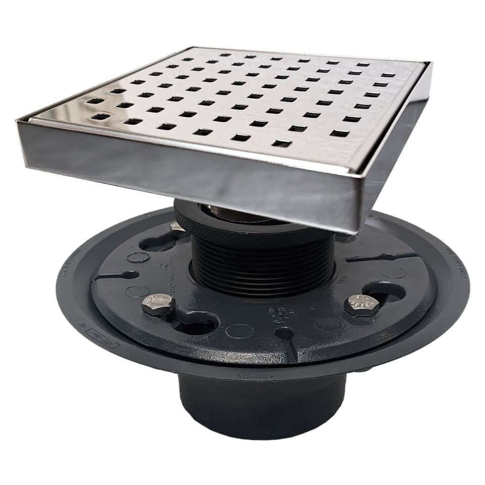 SereneDrains 304 Stainless Steel 6 Inch Square Polished Chrome Shower ...