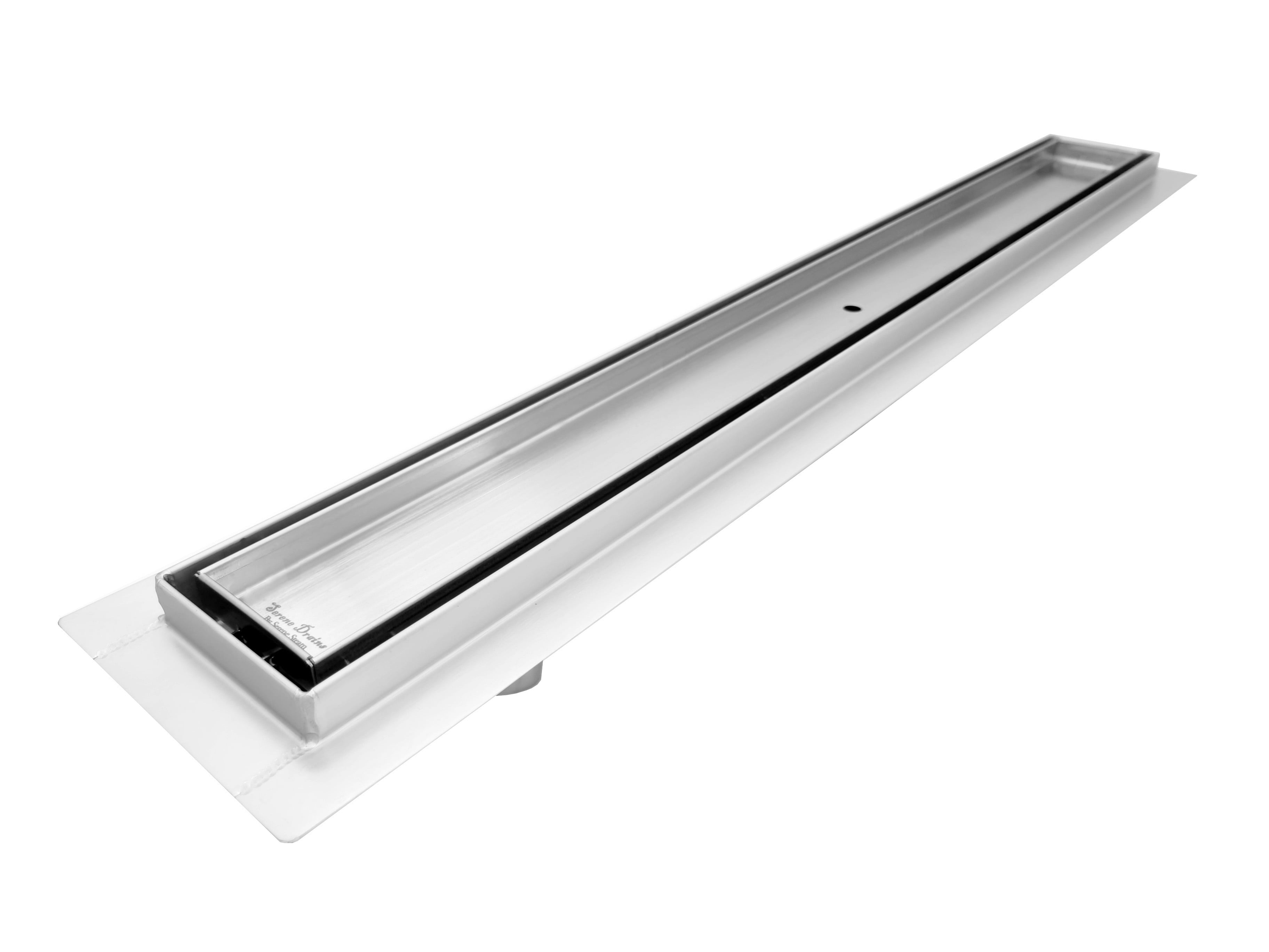 SereneDrains Linear Shower Drain Offset Side Outlet Brushed 304