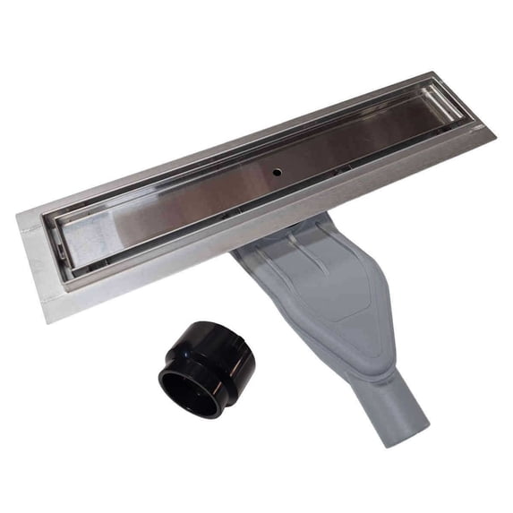SereneDrains Side Outlet Discharge Converter 1.5" to 2" with 304 SS Tile in Linear Shower Drain Low Profile Assembly Reducer PVC Base Pipe Fitting P Trap