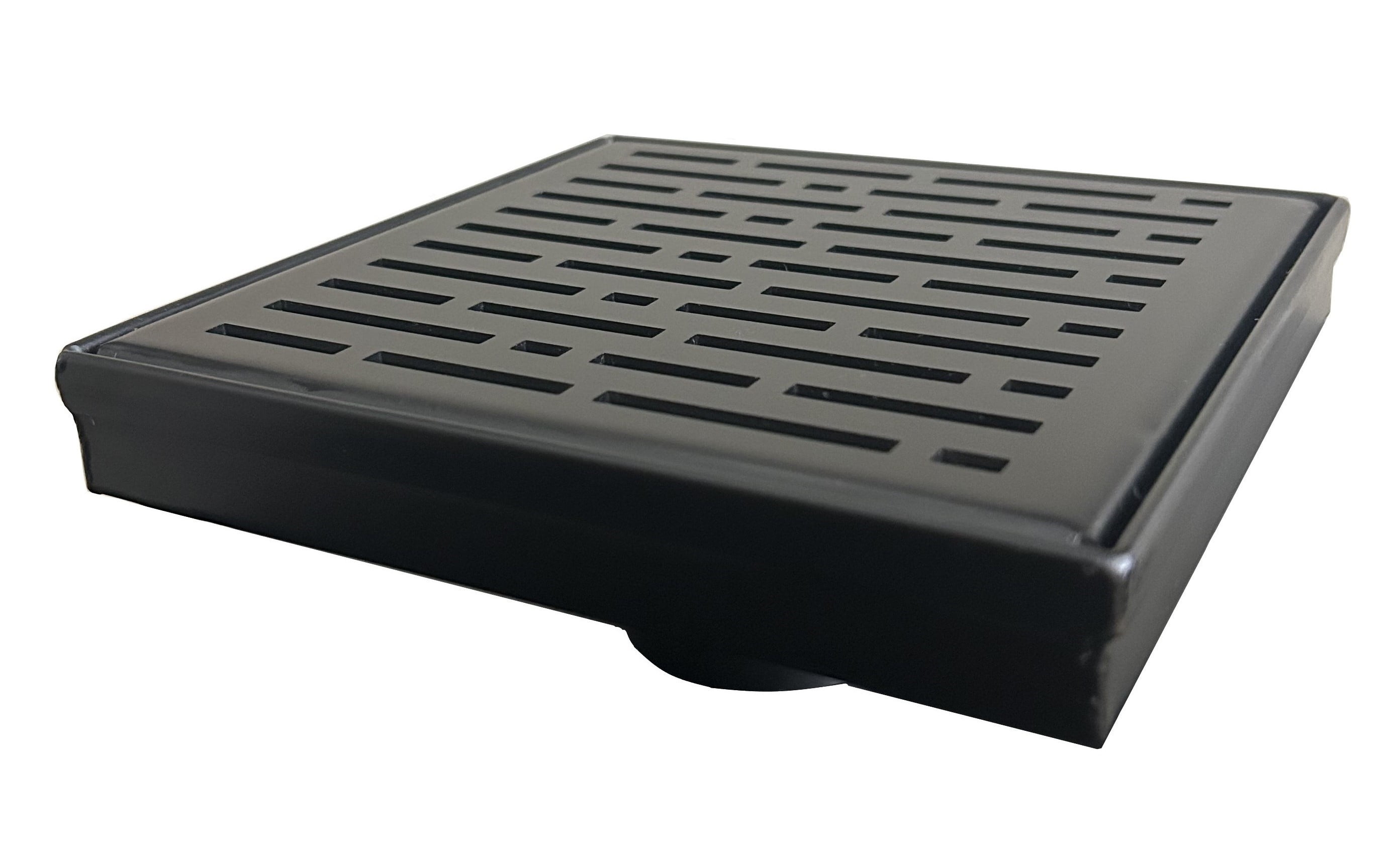 Matte Black 6 Inch Square Stainless Steel Shower Drain Kit
