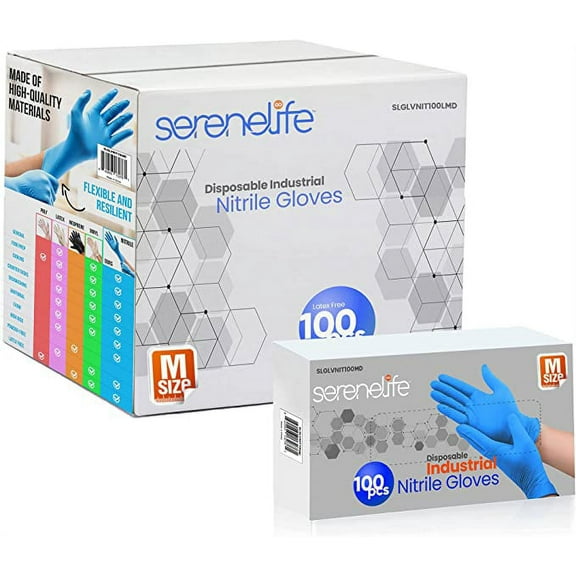 SereneLife 1000 Pcs Nitrile Blend Disposable Soft Industrial Vinyl Gloves