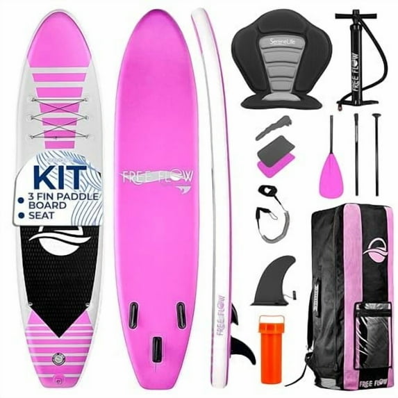 SereneLife 105 Inflatable Stand Up Paddle Board and Detachable Seat Free Flow SUP Paddleboard Set for Adults, Non-Slip EVA Deck Pad, Marine-Grade Build, 30" Wide Design, 285+ lbs. Capacity