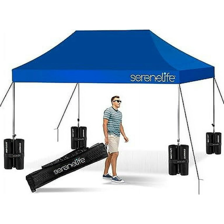 Dropship 9.8x9.8FT Foldable Beach Canopy Tent Collapsible Shade Sail Sun  Protection Windproof Shelter 4 Sandbag 2 Pole Portable Storage Bag  Rectangle Blue to Sell Online at a Lower Price