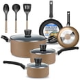 thumbnail image 1 of SereneLife 11 Piece Pots and Pans Non Stick Kitchenware Cookware Set, Gold, 1 of 7