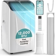 SereneLife 12,000 BTU Portable Air Conditioner with Heat & Wi-Fi   Portable AC Unit with Dehumidifier, Fan Modes & Window Kit for Rooms up to 550 Sq Ft