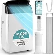 SereneLife 12,000 BTU Portable Air Conditioner with Heat & Wi-Fi   Portable AC Unit with Dehumidifier, Fan Modes & Window Kit for Wide Area Climate Control