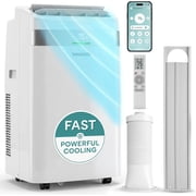SereneLife 12,000 BTU Portable Air Conditioner with Wi-Fi   Compact AC Unit with Dehumidifier & Fan Modes, Adjustable Temperature, Window Kit Included White